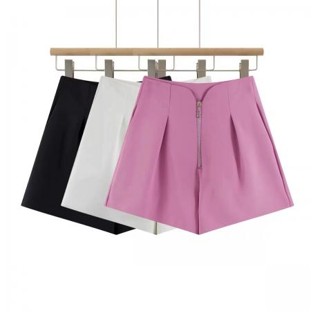 BY11221# 西装短裤女春季宽松休闲裤显瘦a字时尚气质拉链高腰阔腿裤子 服裝批發女裝批發服飾貨源