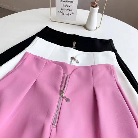 BY11221# 西装短裤女春季宽松休闲裤显瘦a字时尚气质拉链高腰阔腿裤子 服裝批發女裝批發服飾貨源