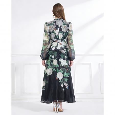 BY11224# 春夏季成衣粉色花卉印花飘逸风格两件套荷叶边裙 服裝批發女裝批發服飾貨源