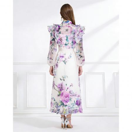 BY11232# 春夏季成衣彩色花卉印花飘逸风格两件套荷叶边裙 服裝批發女裝批發服飾貨源