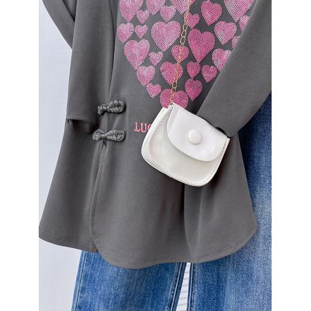 BY11247# 新中式国风盘扣短袖T恤女夏季新款大码胖mm爱心收腰上衣 服裝批發女裝批發服飾貨源