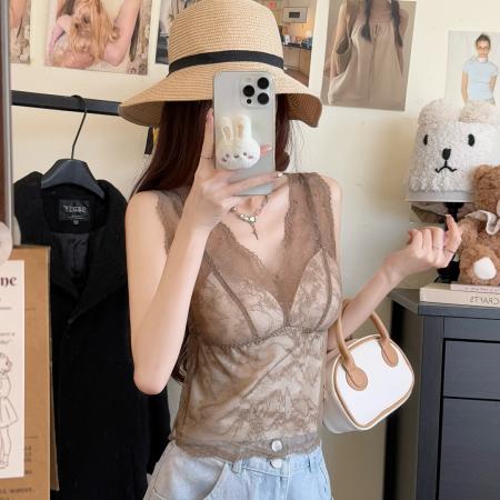 BY11255# 法式蕾丝吊带打底衫长款性感内衣外穿内搭背心 服裝批發女裝批發服飾貨源