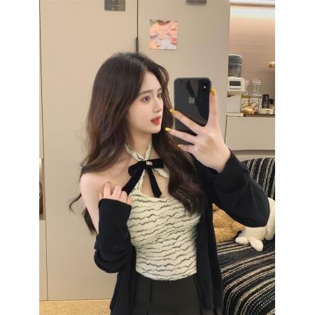 BY11268# 纯欲挂脖抹胸吊带背心女春夏季小香风内搭打底无袖短款上衣 服裝批發女裝批發服飾貨源