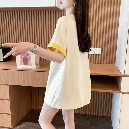 BY11277# 双面布春夏新款设计感韩版宽松短袖卡通烧花t恤大码上衣女 服裝批發女裝批發服飾貨源