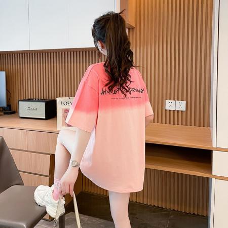 BY11278# 渐变短袖t恤衫女装夏季新款设计感小众半袖大码上衣 服裝批發女裝批發服飾貨源