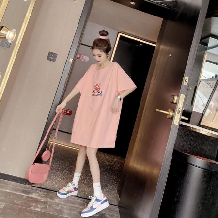 BY11283# 拉架大码女装胖MM卡通印花中长款短袖T恤女 服裝批發女裝批發服飾貨源