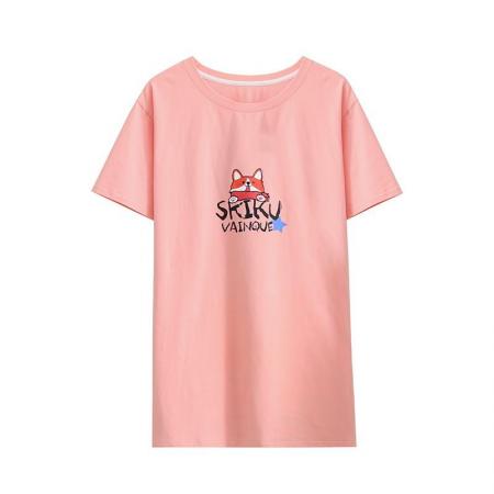 BY11283# 拉架大码女装胖MM卡通印花中长款短袖T恤女 服裝批發女裝批發服飾貨源