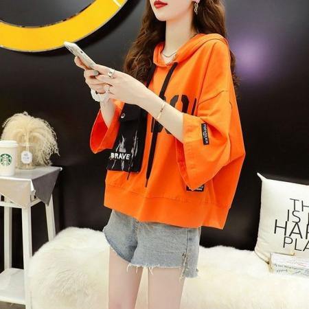 BY11285# 拉架短款连帽短袖T恤女夏季新款韩版上衣服 服裝批發女裝批發服飾貨源