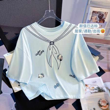 BY11288# 思洛伊新款甜酷风圆领卡通绣花短袖T恤网红显瘦上衣 服裝批發女裝批發服飾貨源