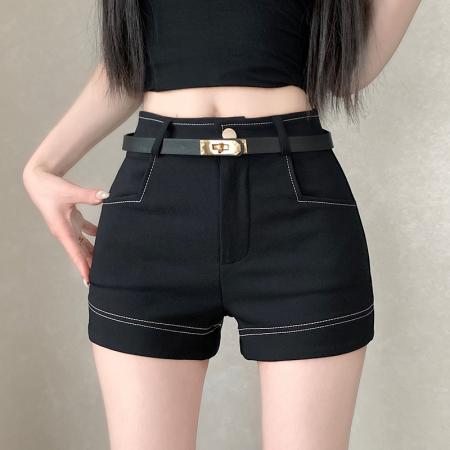 BY11314# 休闲短裤女夏季新款韩版ins复古简约外穿高腰a字阔腿裤 服裝批發女裝批發服飾貨源