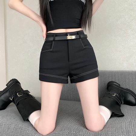 BY11314# 休闲短裤女夏季新款韩版ins复古简约外穿高腰a字阔腿裤 服裝批發女裝批發服飾貨源