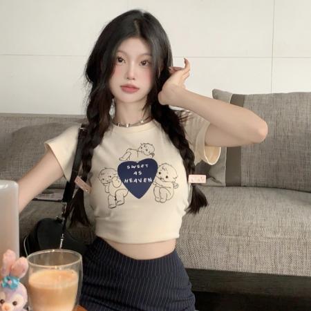 BY11323# 棉纯棉修身短款T恤女短袖 服裝批發女裝批發服飾貨源