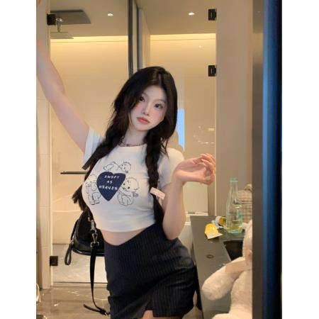 BY11323# 棉纯棉修身短款T恤女短袖 服裝批發女裝批發服飾貨源