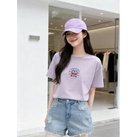 BY11324# 春夏新款减龄动漫印花多色短袖T恤女短款落肩宽松boxy上衣 服裝批發女裝批發服飾貨源