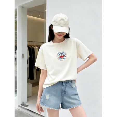 BY11324# 春夏新款减龄动漫印花多色短袖T恤女短款落肩宽松boxy上衣 服裝批發女裝批發服飾貨源