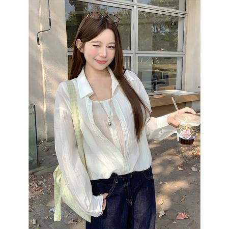 BY11330# 时尚减龄假两件拼接衬衫女春夏新款学院风复古减龄百搭短上衣 服裝批發女裝批發服飾貨源