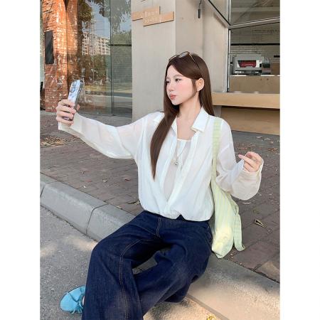 BY11330# 时尚减龄假两件拼接衬衫女春夏新款学院风复古减龄百搭短上衣 服裝批發女裝批發服飾貨源