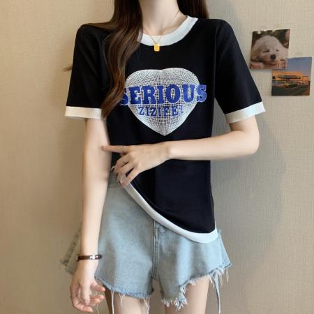 BY11346# 大码女装夏季新款胖妹妹提花冰丝上衣胖mm减龄针织T恤 服裝批發女裝批發服飾貨源