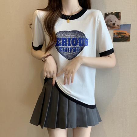 BY11346# 大码女装夏季新款胖妹妹提花冰丝上衣胖mm减龄针织T恤 服裝批發女裝批發服飾貨源