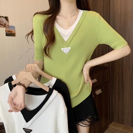 BY11347# 大码女装夏季新款胖妹妹显瘦200斤上衣胖mm设计感T恤 服裝批發女裝批發服飾貨源