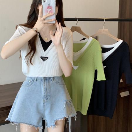 BY11347# 大码女装夏季新款胖妹妹显瘦200斤上衣胖mm设计感T恤 服裝批發女裝批發服飾貨源