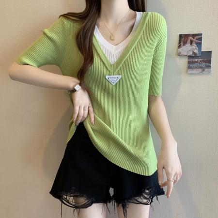 BY11347# 大码女装夏季新款胖妹妹显瘦200斤上衣胖mm设计感T恤 服裝批發女裝批發服飾貨源