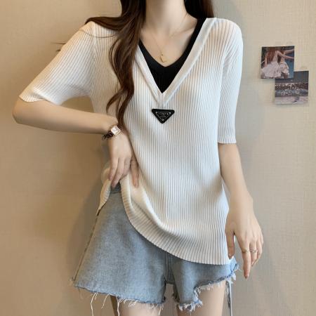 BY11347# 大码女装夏季新款胖妹妹显瘦200斤上衣胖mm设计感T恤 服裝批發女裝批發服飾貨源