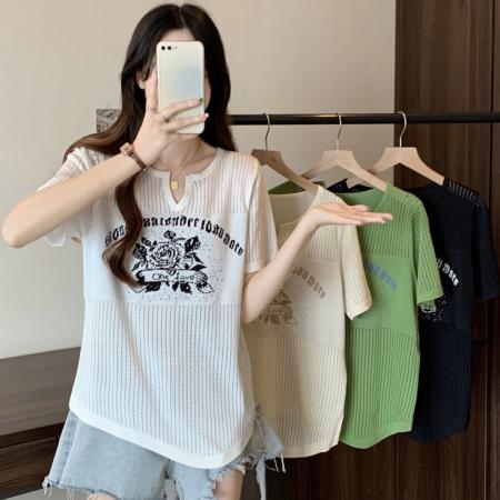 BY11348# 大码女装夏季新款胖妹妹200斤设计感T恤胖mm减龄上衣 服裝批發女裝批發服飾貨源