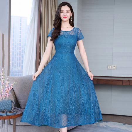 BY11355# 超好看法式气质镂空蕾丝连衣裙夏季御姐轻熟风高级感收腰长裙 服裝批發女裝批發服飾貨源