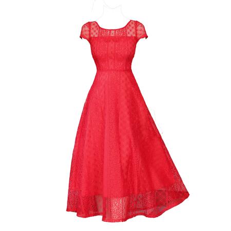 BY11355# 超好看法式气质镂空蕾丝连衣裙夏季御姐轻熟风高级感收腰长裙 服裝批發女裝批發服飾貨源