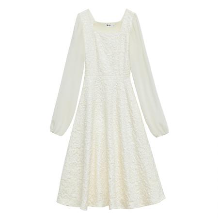 BY11358# 春装大码法式高级感长袖连衣裙胖mm收腰遮肚显瘦气质赫本风小黑裙 服裝批發女裝批發服飾貨源