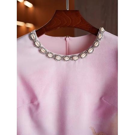 BY11368# 新款波嬉风烫钻贝壳圆领短袖热门穿搭海边度假小个子连衣裙 服裝批發女裝批發服飾貨源