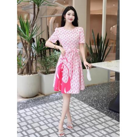 BY11369# 高品质女装夏季新款法式轻奢重工定位印花显瘦连衣裙 服裝批發女裝批發服飾貨源