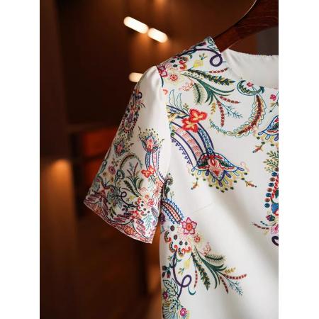 BY11371# 夏季中国风织锦花色绝美小裙子夏季小个子直筒连衣裙 服裝批發女裝批發服飾貨源