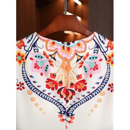 BY11372# 夏季新款复古绝美漂亮花色裙子穿搭减龄民族风短袖T恤连衣裙 服裝批發女裝批發服飾貨源