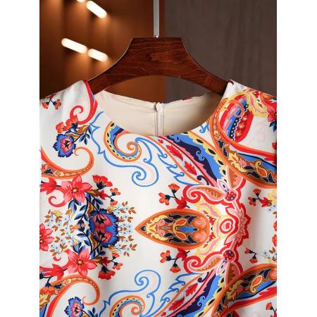 BY11373# 复古田园风花色小裙子夏季绝美漂亮休闲短袖T恤连衣裙 服裝批發女裝批發服飾貨源