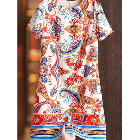 BY11373# 复古田园风花色小裙子夏季绝美漂亮休闲短袖T恤连衣裙 服裝批發女裝批發服飾貨源