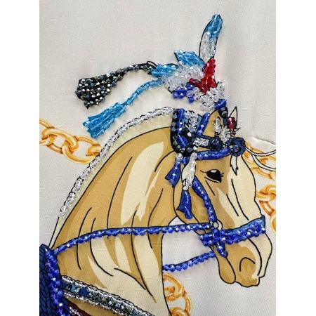 BY11374# 高级感轻奢连衣裙夏季新款女装重工订珠减领a字爱玛印花裙 服裝批發女裝批發服飾貨源