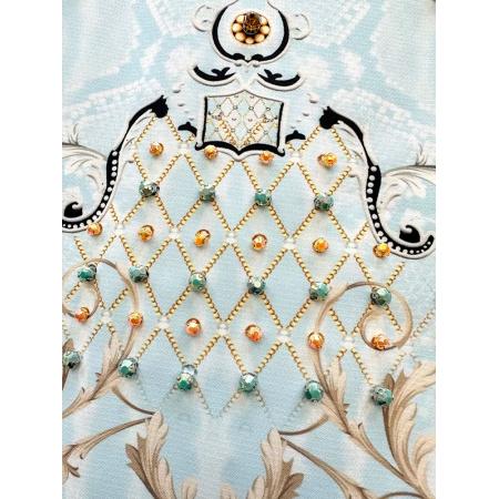 BY11375# 夏季新款高级感棉质时尚定位印花手工镶钻轻奢气质修身连衣裙 服裝批發女裝批發服飾貨源