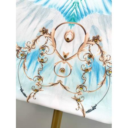 BY11375# 夏季新款高级感棉质时尚定位印花手工镶钻轻奢气质修身连衣裙 服裝批發女裝批發服飾貨源