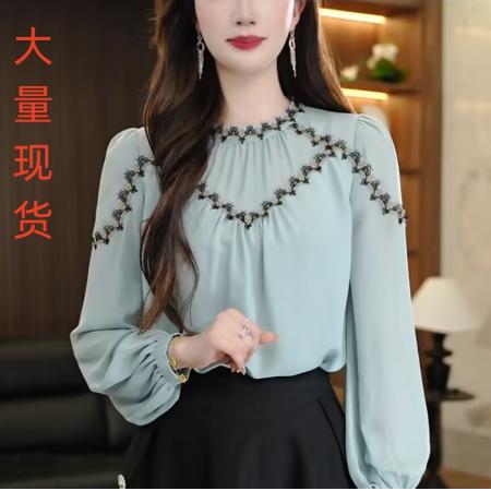 BY11381# 法式时尚高级感气质宽松衬衫女春夏新款设计感轻奢长袖上衣潮 服裝批發女裝批發服飾貨源