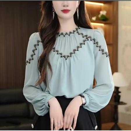 BY11381# 法式时尚高级感气质宽松衬衫女春夏新款设计感轻奢长袖上衣潮 服裝批發女裝批發服飾貨源