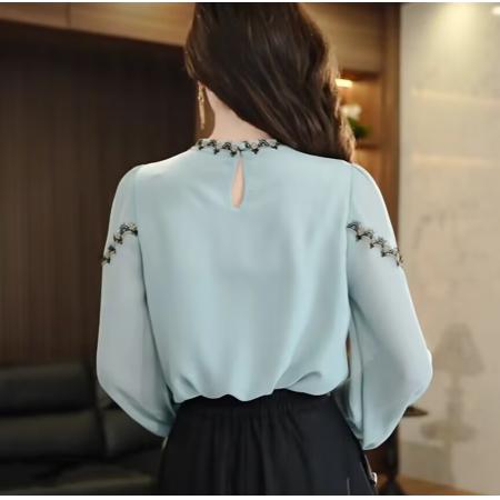 BY11381# 法式时尚高级感气质宽松衬衫女春夏新款设计感轻奢长袖上衣潮 服裝批發女裝批發服飾貨源