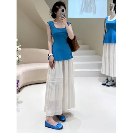 BY11388# 氛围感休闲套装女夏季纯欲风无袖针织上衣高腰蛋糕裙两件装潮 服裝批發女裝批發服飾貨源