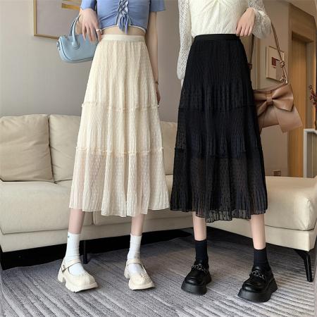 BY11393# 蛋糕裙女垂坠感半身裙显瘦松紧腰 服裝批發女裝批發服飾貨源