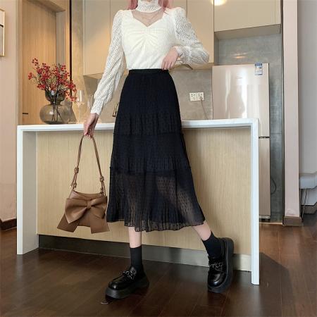 BY11393# 蛋糕裙女垂坠感半身裙显瘦松紧腰 服裝批發女裝批發服飾貨源