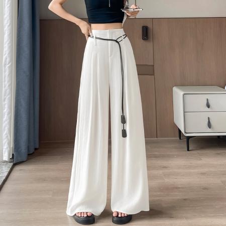 BY11396# 冰丝棉麻阔腿裤女夏季新款凉薄高腰宽松休闲裤百搭垂感慵懒直筒裤 服裝批發女裝批發服飾貨源