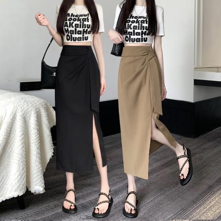 BY11404# 大码女装春季西装半身裙女新款中腰显瘦开叉中长款 服裝批發女裝批發服飾貨源