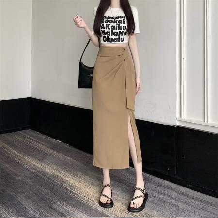 BY11404# 大码女装春季西装半身裙女新款中腰显瘦开叉中长款 服裝批發女裝批發服飾貨源