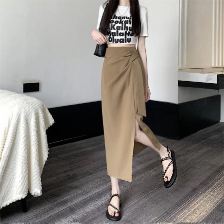 BY11404# 大码女装春季西装半身裙女新款中腰显瘦开叉中长款 服裝批發女裝批發服飾貨源